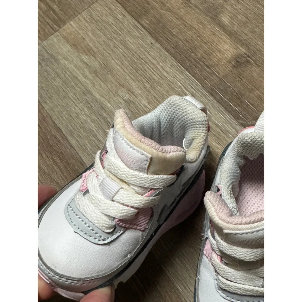 Nike Air Max 90 Tiny Toddler Shoes White Pink Black Size 2C